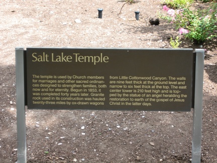 Salt Lake Temple Plaque